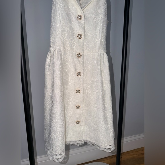 Motf Ivory Lace Button-Front Mini Dress | Sleeveless Collared | NWT | Size M - Picture 2 of 10